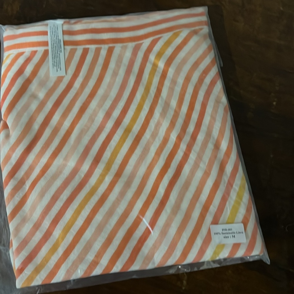 INDIGO SWIMWEAR Linen Cotton Wrap Coverup Maxi Skirt Multi Orange Striped M - Picture 4 of 8